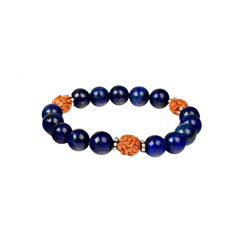 Mukhi Rudraksha And Lapis Lazuli Beads Bracelet I